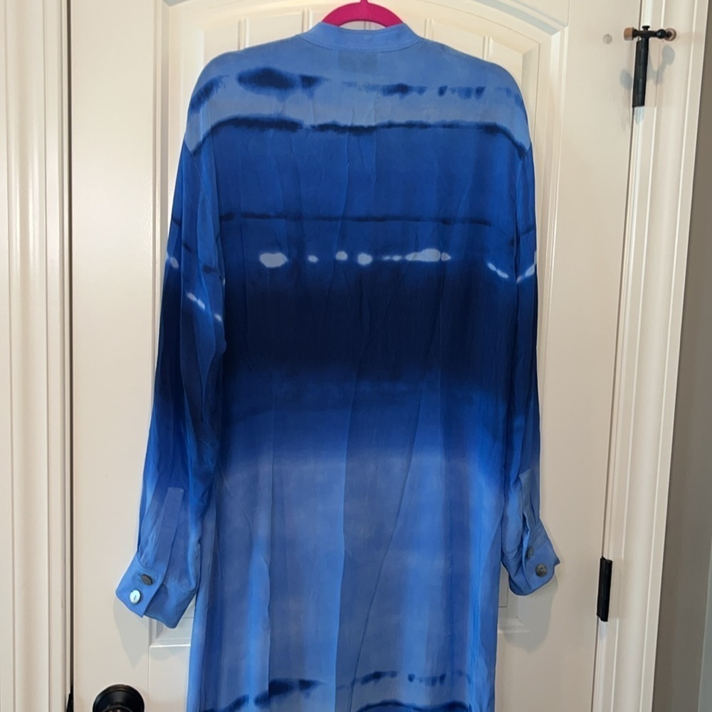 Rickie Freeman  Teri Jon Neiman Marcus long button down blue cover/shirtdress 14 - Picture 11 of 13